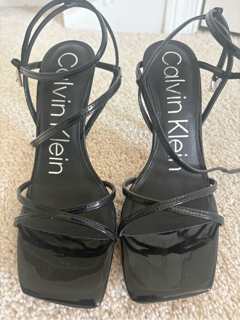 Calvin Klein Teagan Black Patent Strappy Stiletto - Picture 4 of 8